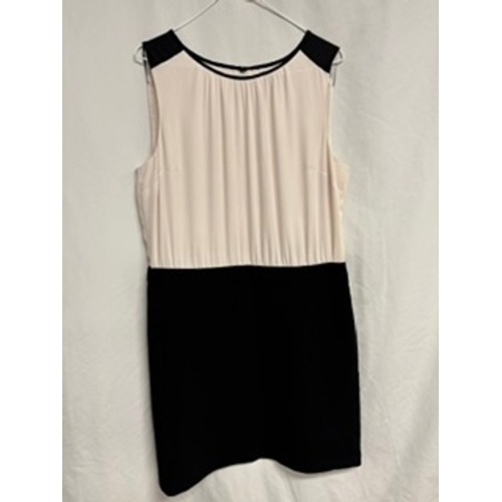 Ann Taylor LOFT Colorblock Sleeveless Sheath Dress Cream Black Size 12